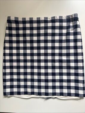 J. Crew No 2 Navy Blue and White Gingham Pencil Skirt Size 18 Cotton